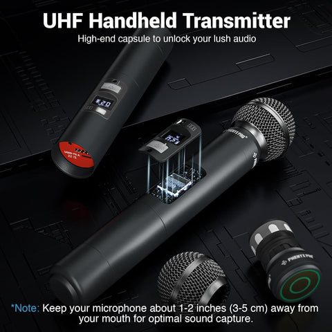 Phenyx Pro Dual UHF Auto Scan Handheld Wireless Microphone System PTU-71-2H