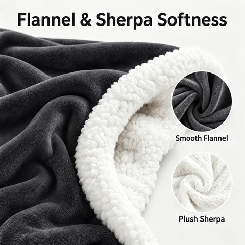 Electric Heated Blanket Full Size 72" x 84", Soft Flannel Heating Blanket for Bed, Sofa, Bedroom, 10 Heat Settings, 1-12H Auto Shut Off, Overheat Protection, Machine Washable, Charcoal Gray