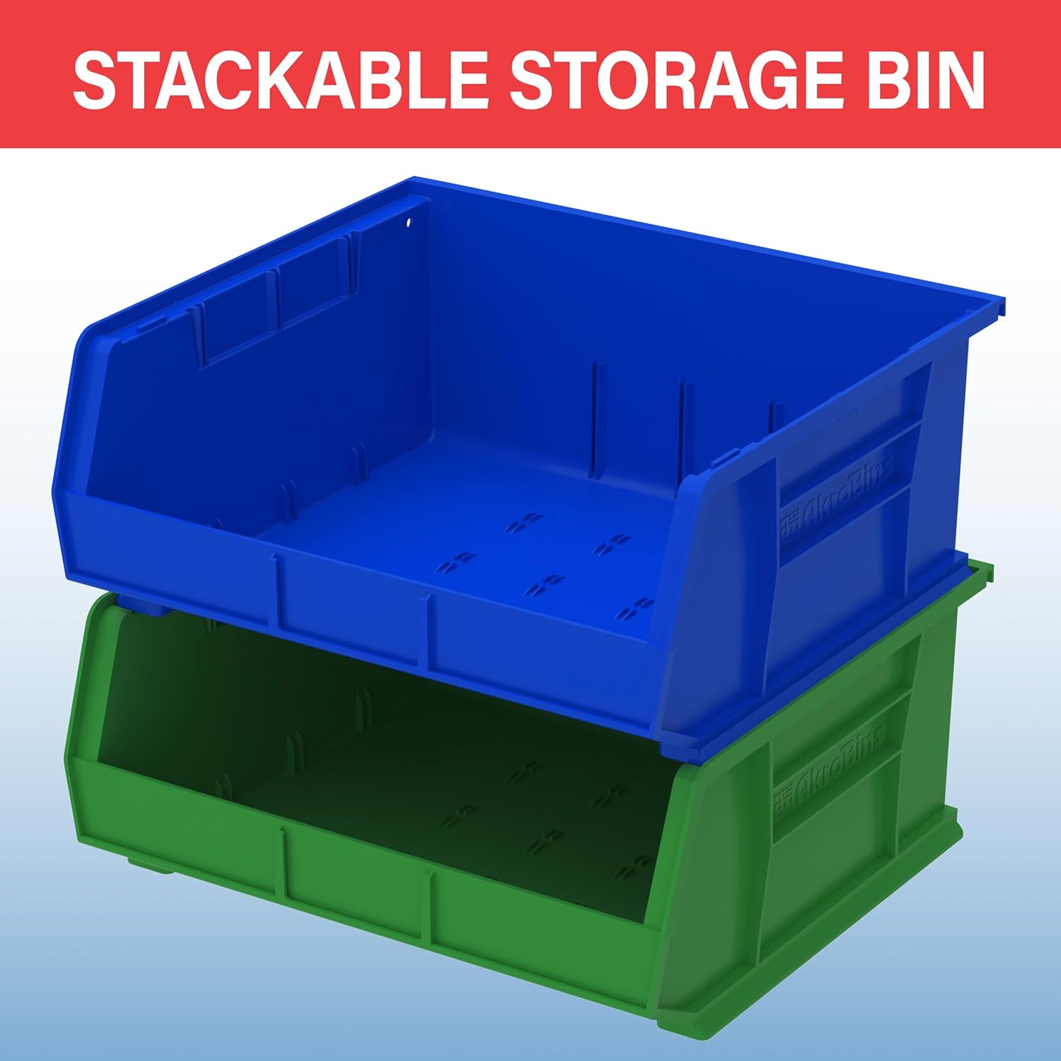 Akro-Mils 6 Pack AkroBins Plastic Storage Bins, Space-Saving Organizers, Blue