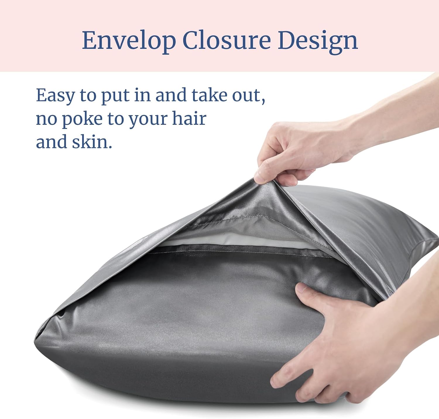 BEDELITE Satin Pillowcases, Queen Size 20x30 Inch, Dark Grey, Set of 2