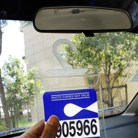 Handicap Placard Holder - Ultra Transparent Disabled Parking Permit Placard Protective Holder Cover with Large Hanger by Tbuymax (Set of 2)