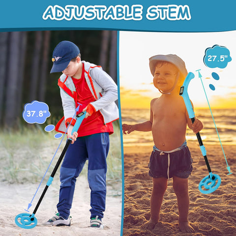 OMMO Kids Metal Detector, Adjustable 27.5"-37.8" with LCD Display (Azure)