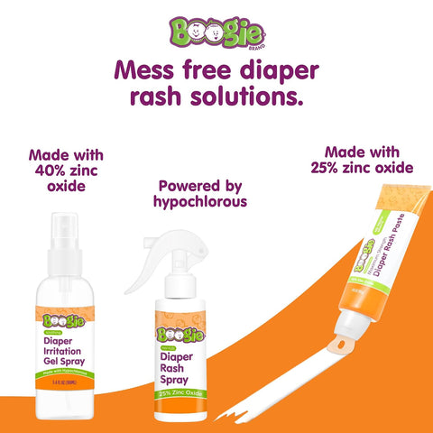 Boogie Diaper Rash Baby Bundle - Rash Spray, Irritation Gel Spray & Paste