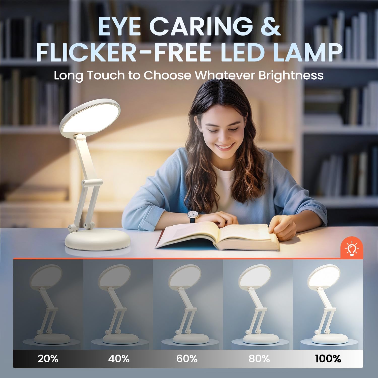 One Fire Rechargeable Table Lamp, 3600mAh Battery Operated Lamp Desk Lamp