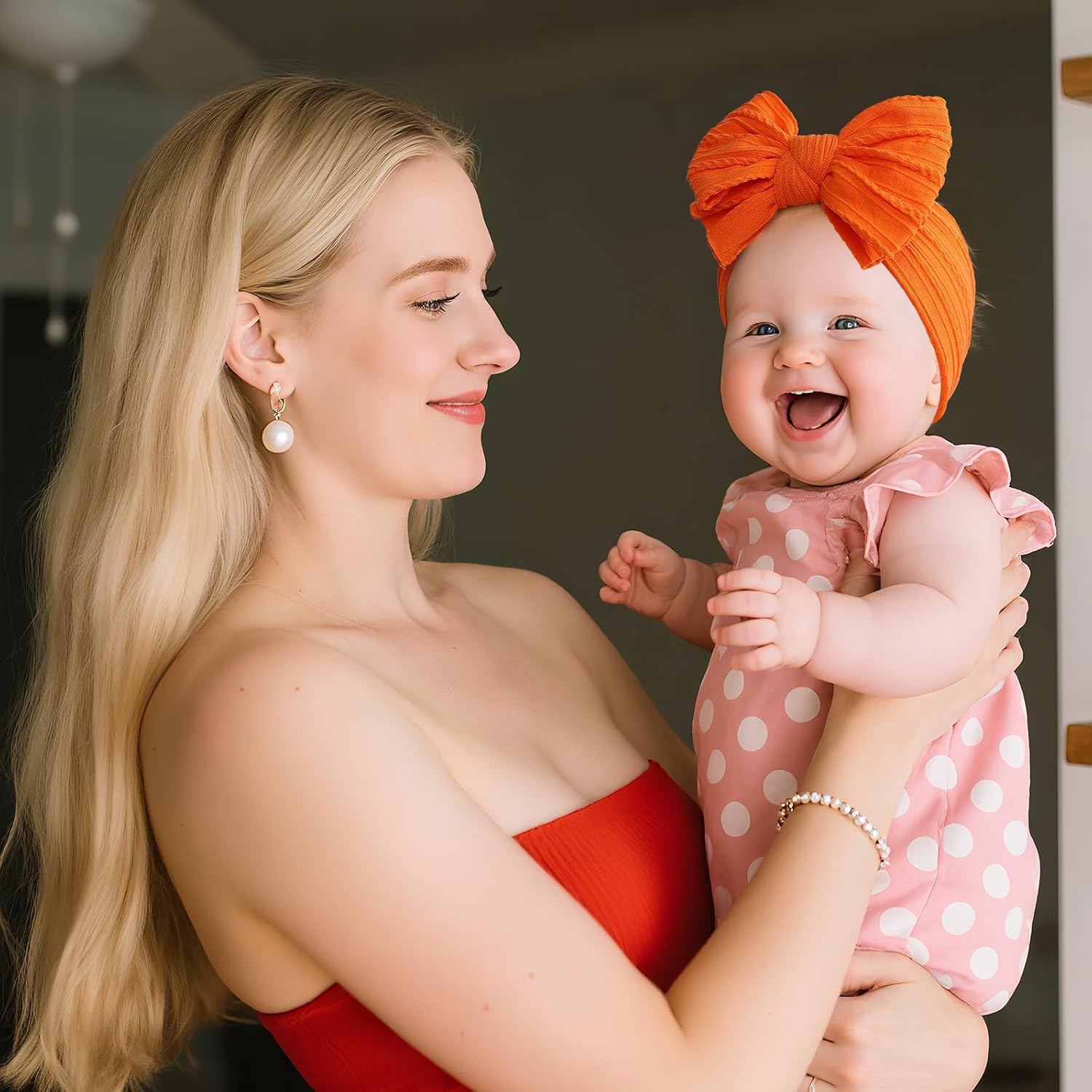 LemonSpace Handmade Baby Girls Headbands with Bows for Newborn Kids Orange