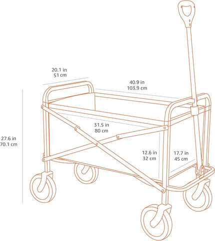 Amazon Basics Collapsible Heavy Duty Utility Wagon for Outdoor Sports, Camping, Garden, and Shopping, 265 Pounds Capacity, 27.6 x 40.9 x 20 inches, Black