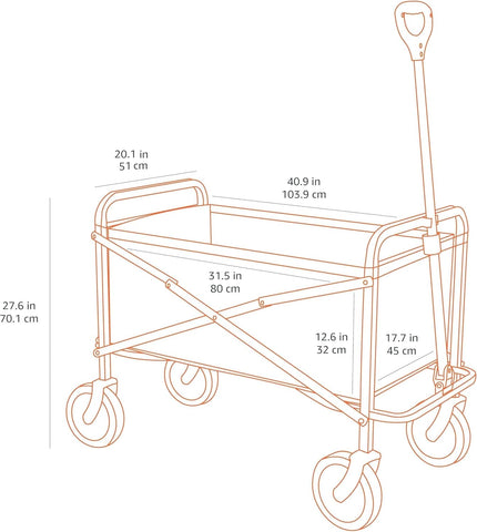 Amazon Basics Collapsible Heavy Duty Utility Wagon for Outdoor Sports, Camping, Garden, and Shopping, 265 Pounds Capacity, 27.6 x 40.9 x 20 inches, Gray