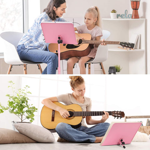 CAHAYA Sheet Music Stand Dual-use Converts to Desktop Stand Adjustable Pink