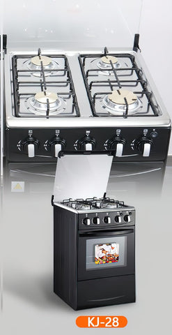 20-inch LPG (Propane) Gas Range, 4-Burner Cooktop with 62L Oven, 201 Stainless Steel, Black Glass Lid, Electronic Ignition, for Kitchen