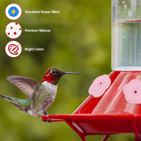 16Pcs Bee Guards Silicone Hummingbird Feeder Flower Replacement Parts