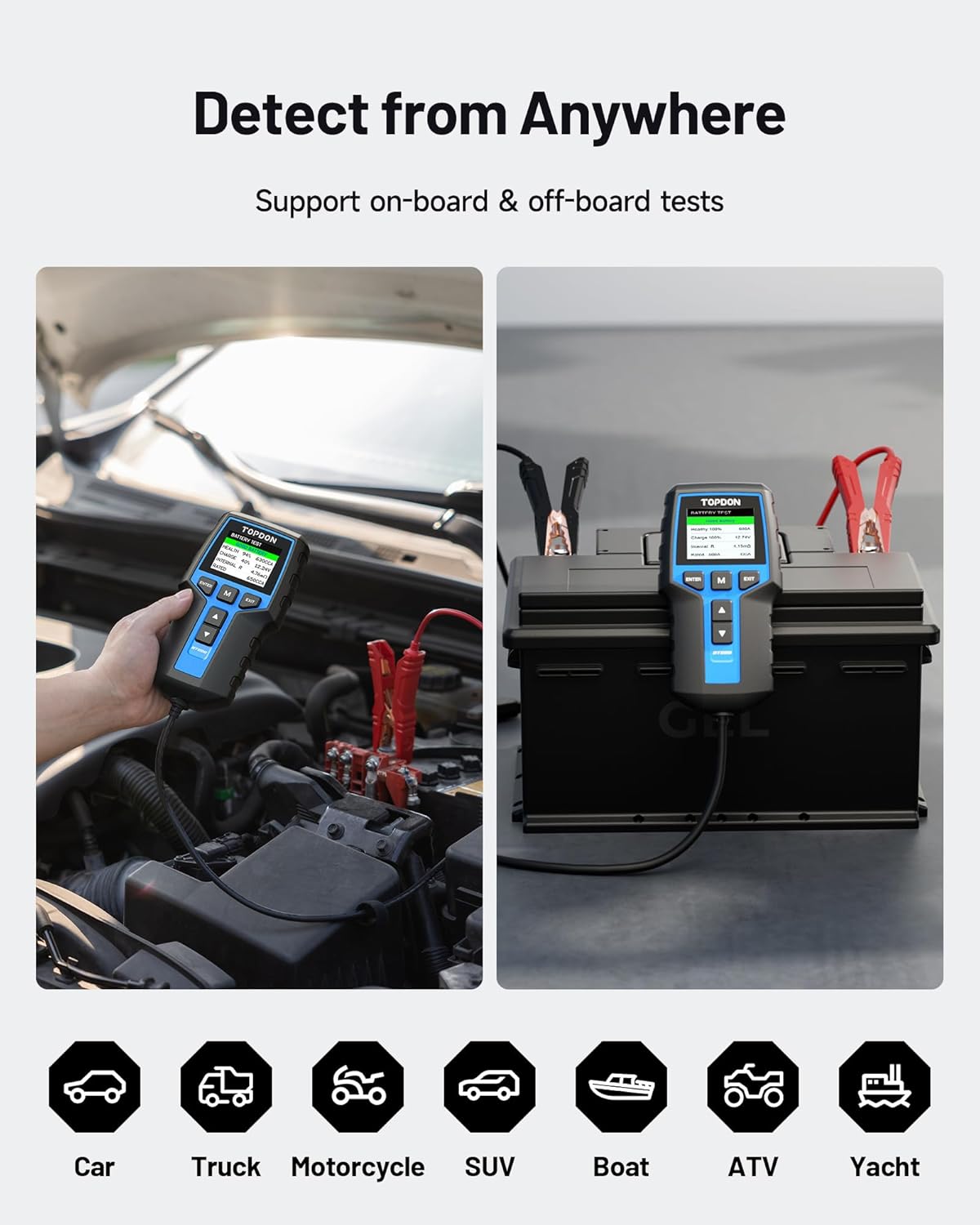 TOPDON BT200 Car Battery Tester, 12V/24V, 100-2000 CCA Load Tester