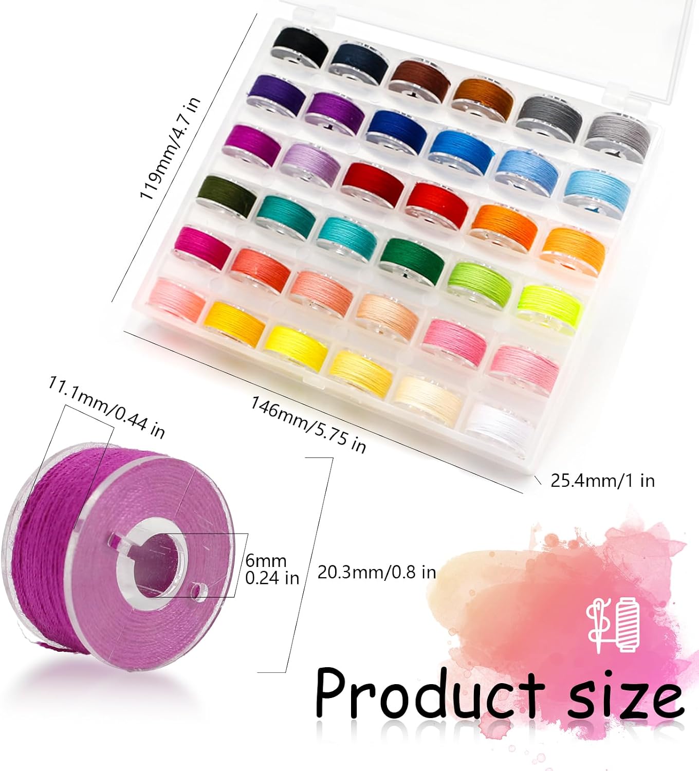 72Pcs Sewing Thread kit, 36 Assorted Colors Polyester Threads with Spools