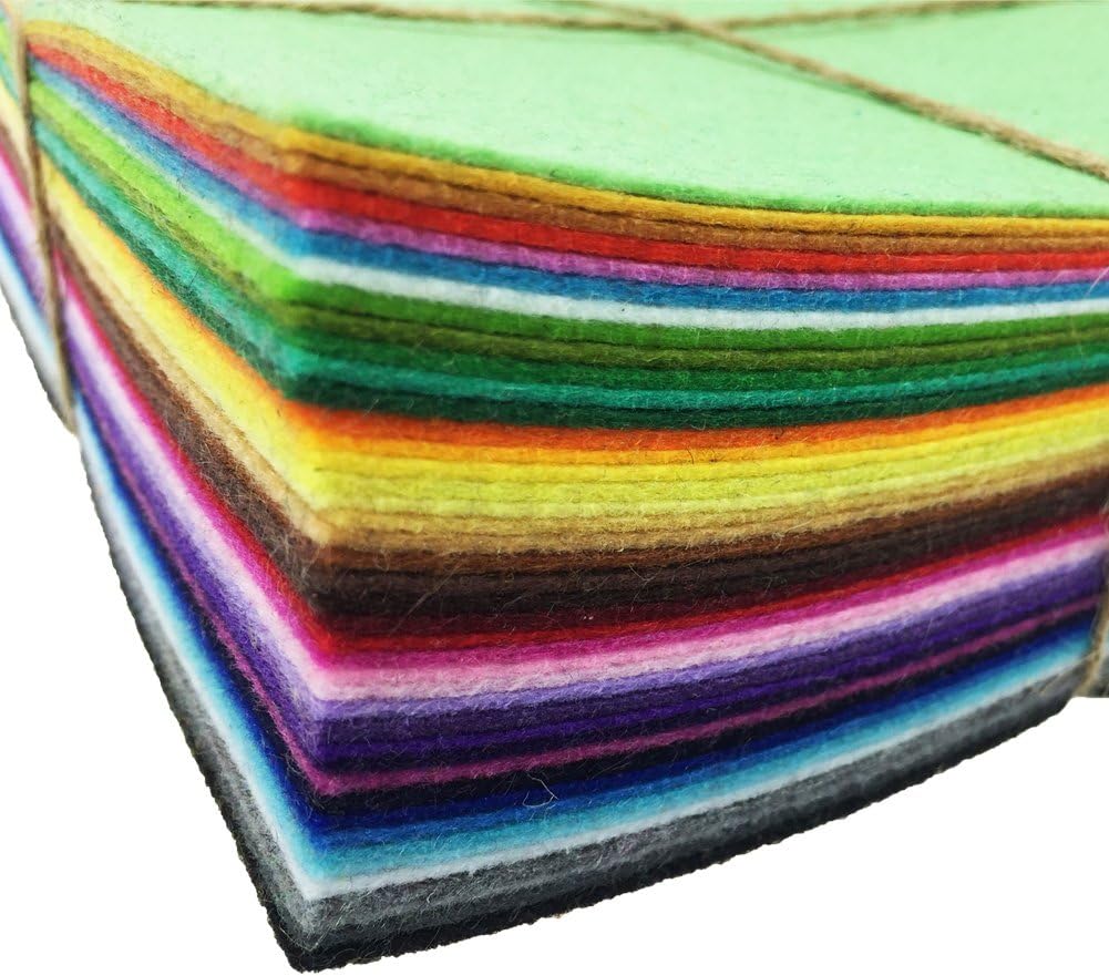 flic-flac 42pcs 8" x8“ (20x20cm) Felt Fabric Sheet Assorted Color Felt Pack DIY Craft Squares Nonwoven
