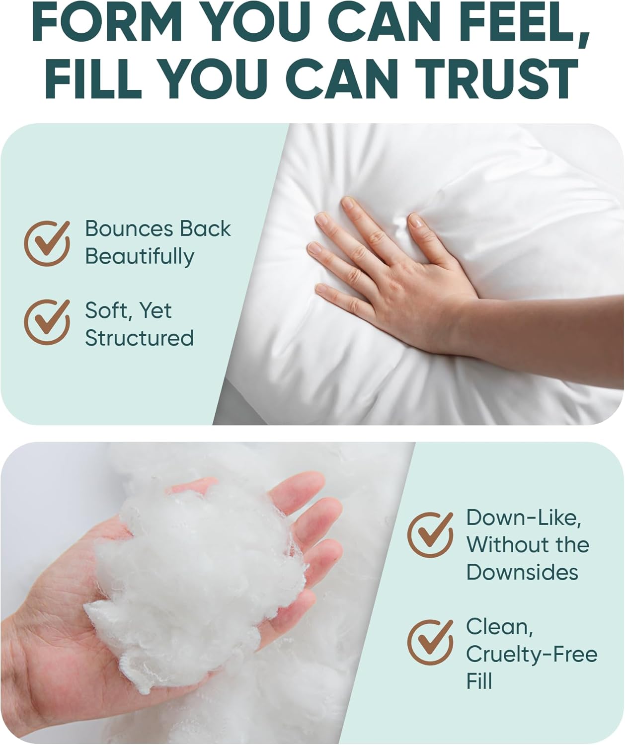 Pillowflex Synthetic Down Pillow Insert 24x24 in - Karate Chop Pillow
