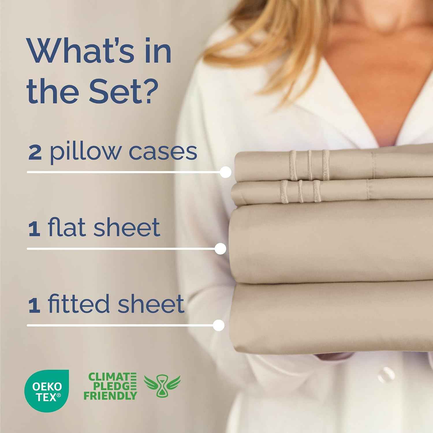 Cal King Size 4 Piece Sheet Set - Comfy Breathable & Cooling Sheets - Cream