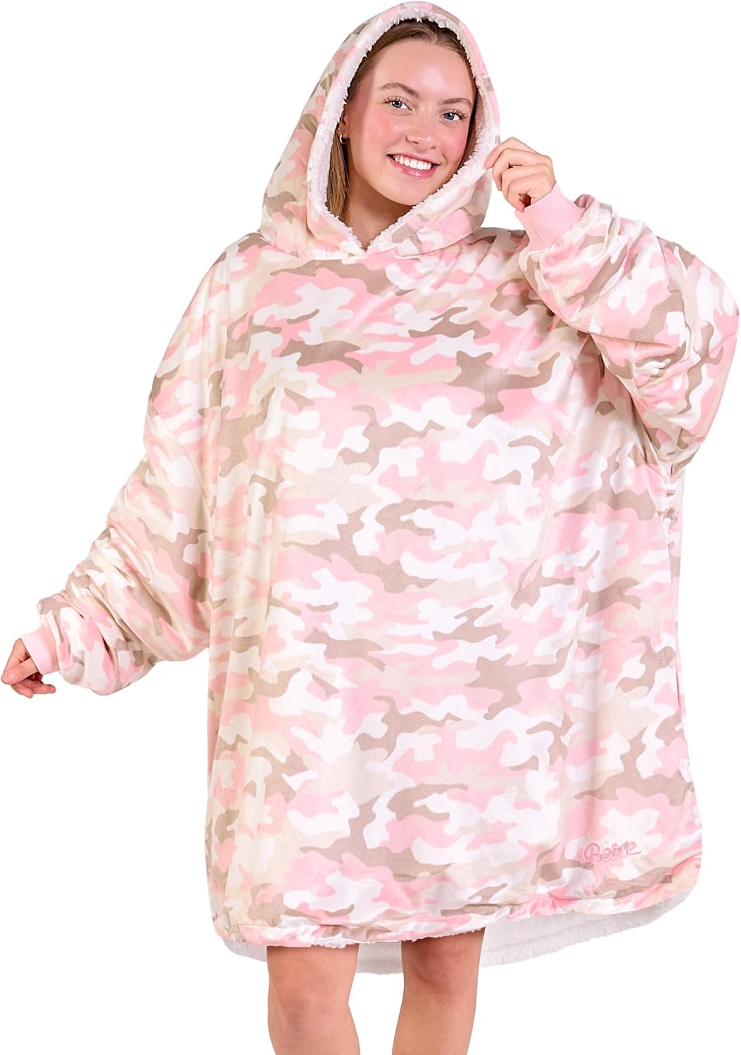 Bare Home Wearable Blanket Hoodie - Soft Plush Sherpa - Warm and Cozy - Oversized Wearable Blanket