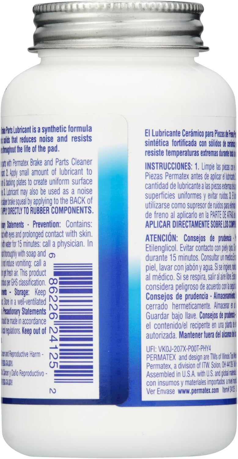 Permatex 24125 Ceramic Extreme Brake Parts Lubricant, 8 oz., Pack of 1