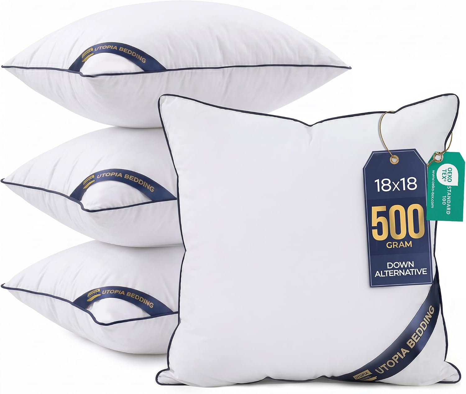 Utopia Bedding 18x18 Throw Pillow Inserts, Decorative Pillows, Pack of 4