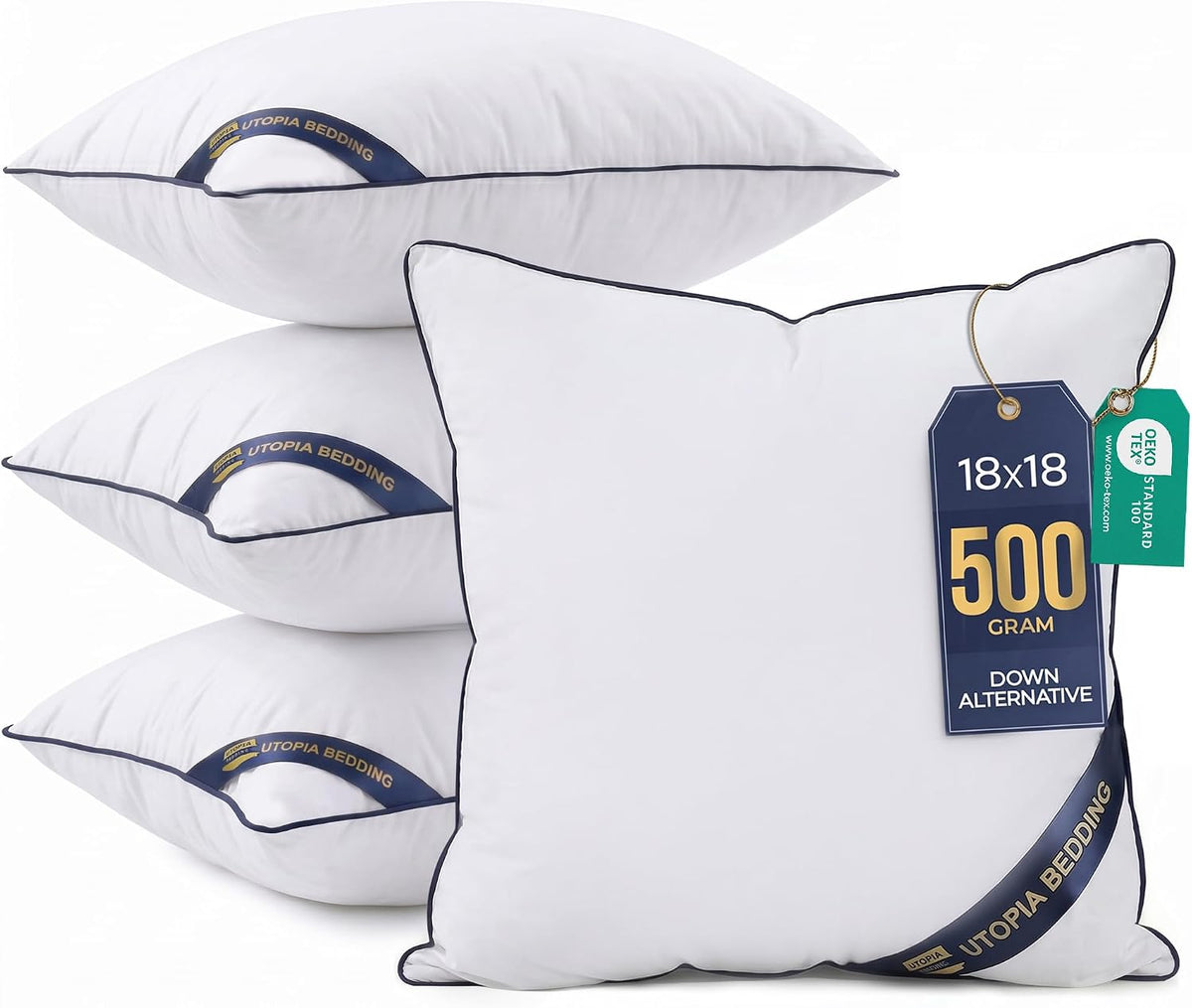 Utopia Bedding 18x18 Throw Pillow Inserts, Decorative Pillows, Pack of 4