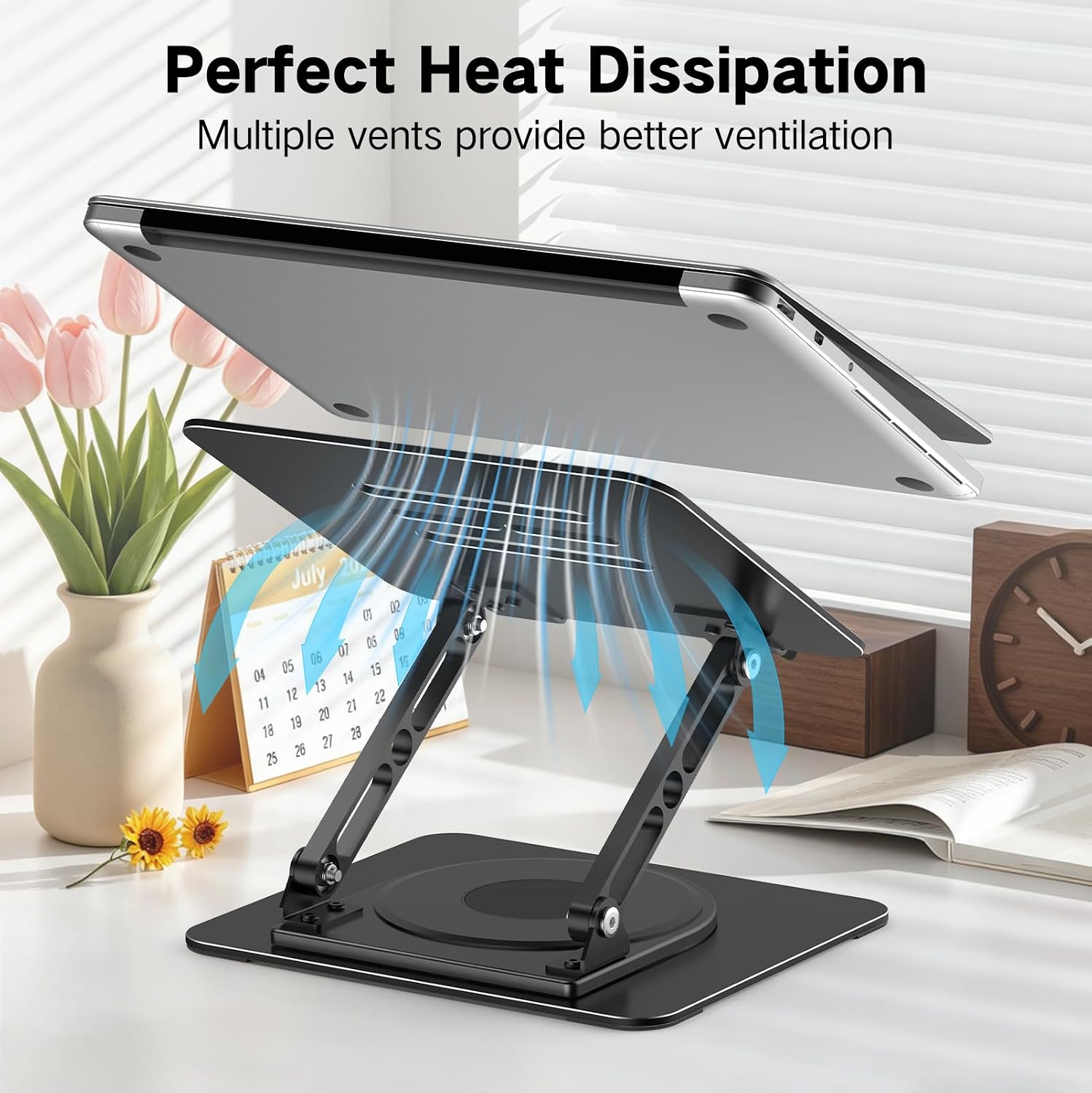 Adjustable Laptop Stand for Desk with 360 Rotating Base