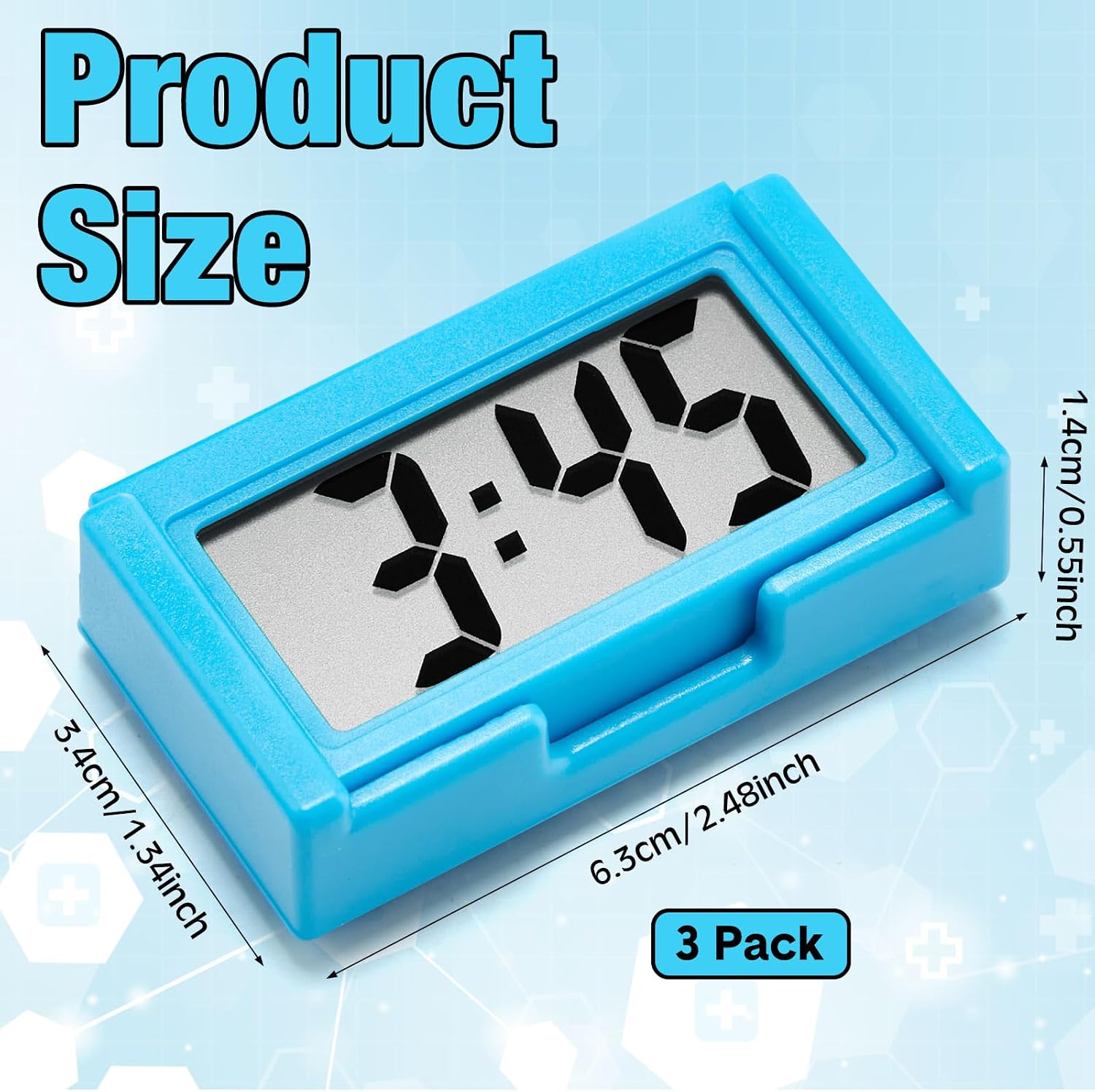 Frienda 3 Pieces Mini Small Digital Clock Stick On,Blue,Black,Red