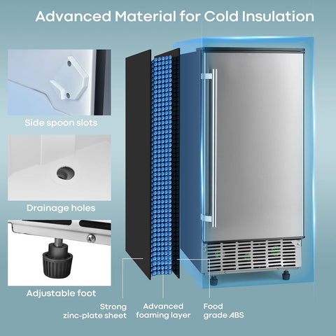 COSTWAY Commercial Ice Maker Machine, 80 lbs/24H Ice Cube Maker Machine with 24 lbs Storage Capacity, Cold Insulation, 24H Timer, Freestanding & Under Counter Lab Ice Maker