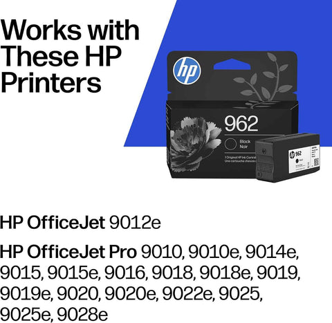 HP 962 Black Ink Cartridge | Works with OfficeJet 9010, Pro 9020 | Eligible for Instant Ink | 3HZ99AN