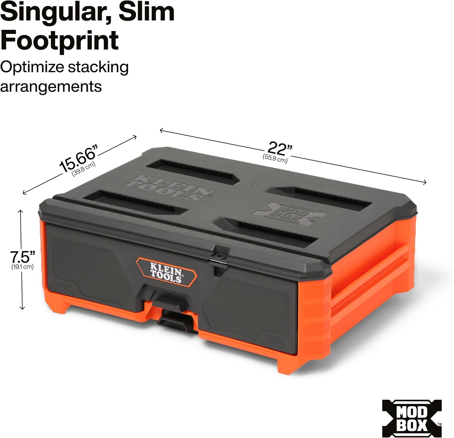 Klein Tools 54844MB MODbox Compact Single Drawer Box Full Width, Tool Storage Drawer with Ball Bearing Slides, Dividers Included, PVC Foam Mat