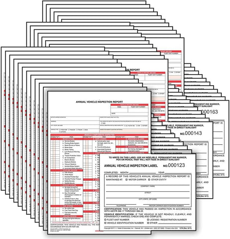 J. J. Keller Annual Vehicle Inspection Report Form and Label, 5 Pack