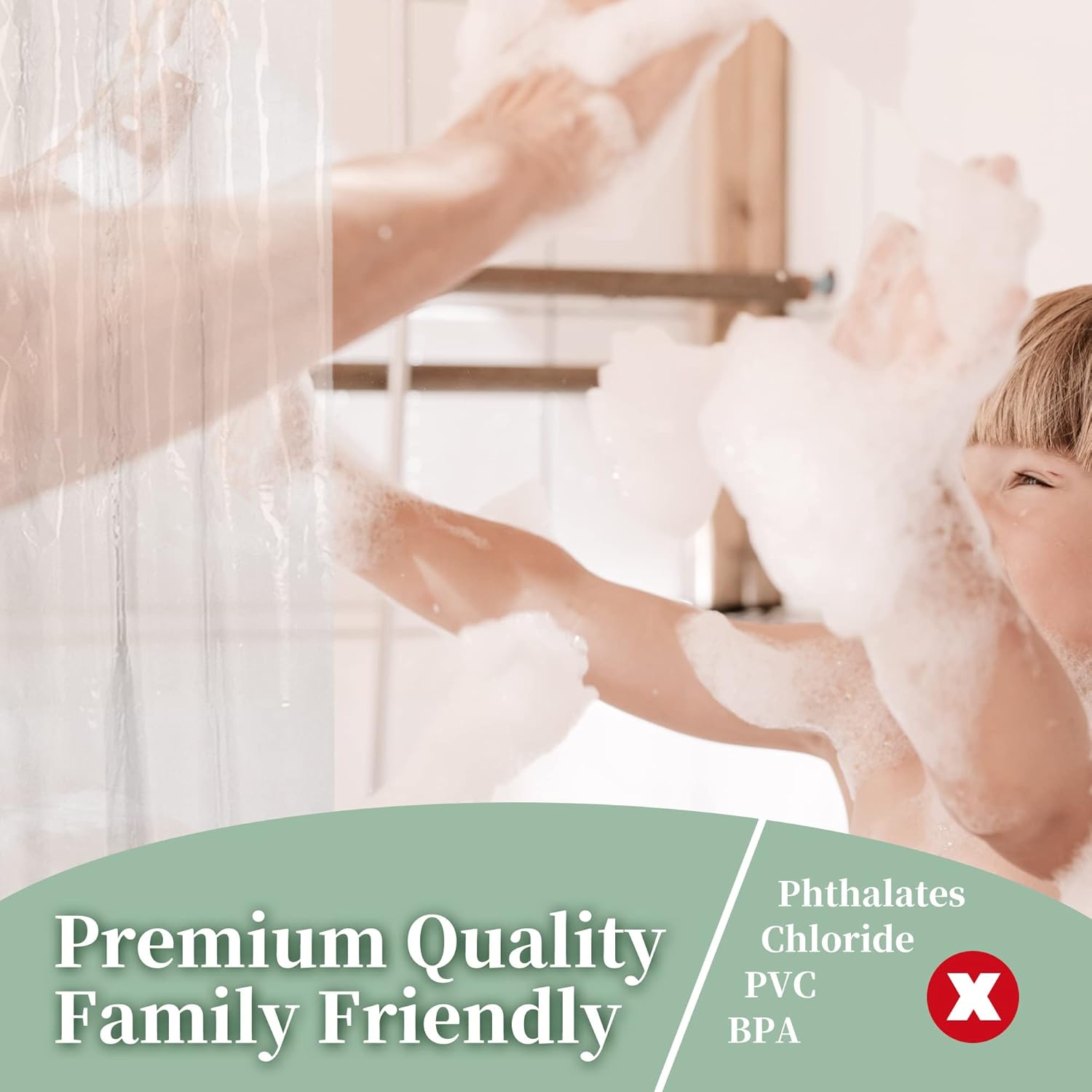 Barossa Design Oeko-tex Certified Shower Curtain Liner Standard Size, Clear