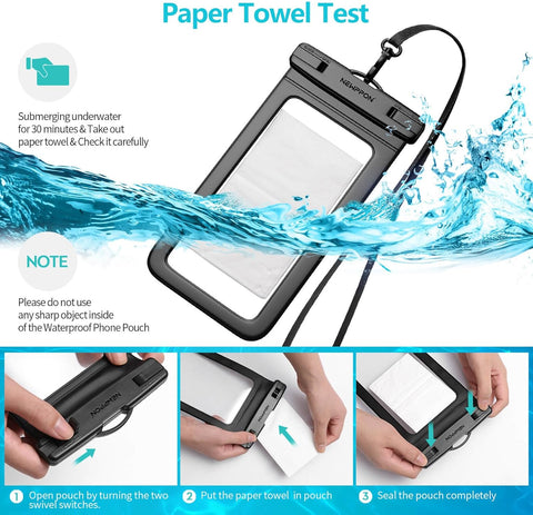 100 Pack 8.5“ Waterproof Cell Phone Pouch - Underwater Dry Bag Case Lanyard - Water Proof Clear Holder Protector for iPhone 17 16 15 Pro Max Plus Samsung Galaxy S25 S24 Ultra Note for Beach Swimming