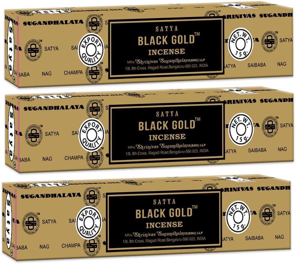 3 Packs Original Satya Sai Baba Nag Champa Incense Sticks Joss Insence - Insense 15g Box NagChampa Agarbatti (Golden Sandalwood)