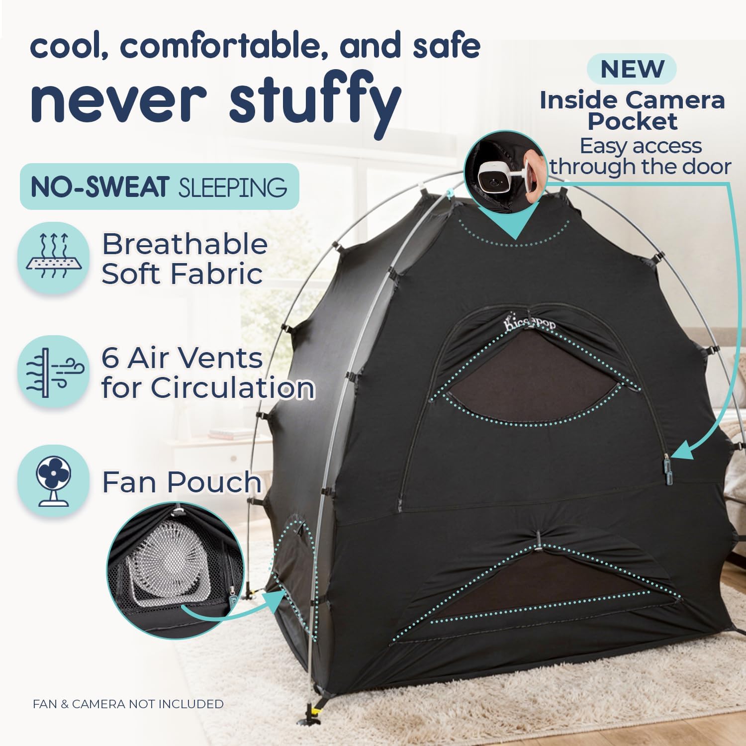 Hiccapop Blackout Tent for Pack and Play Blackout Cover Blocks 99% of Light