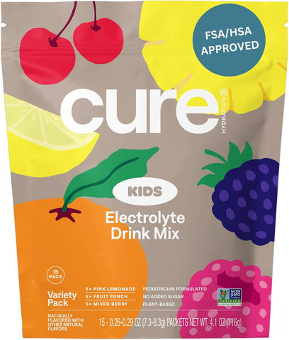 Cure Hydration - Kids Electrolyte Drink Powder Variety Pack 15 Packets