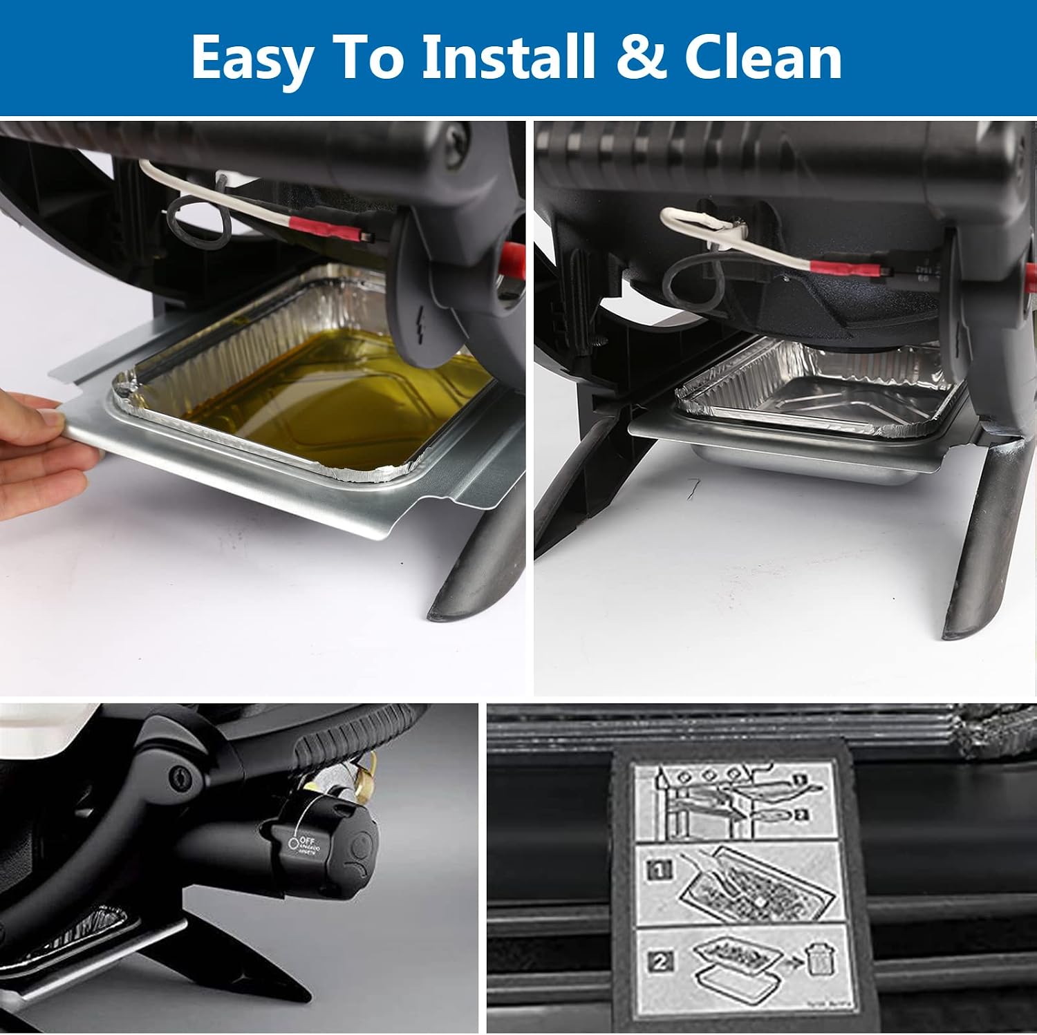 Uniflasy 80346 Catch Pan for Weber Q1200 Q1000 Grill Grease Drip Pan