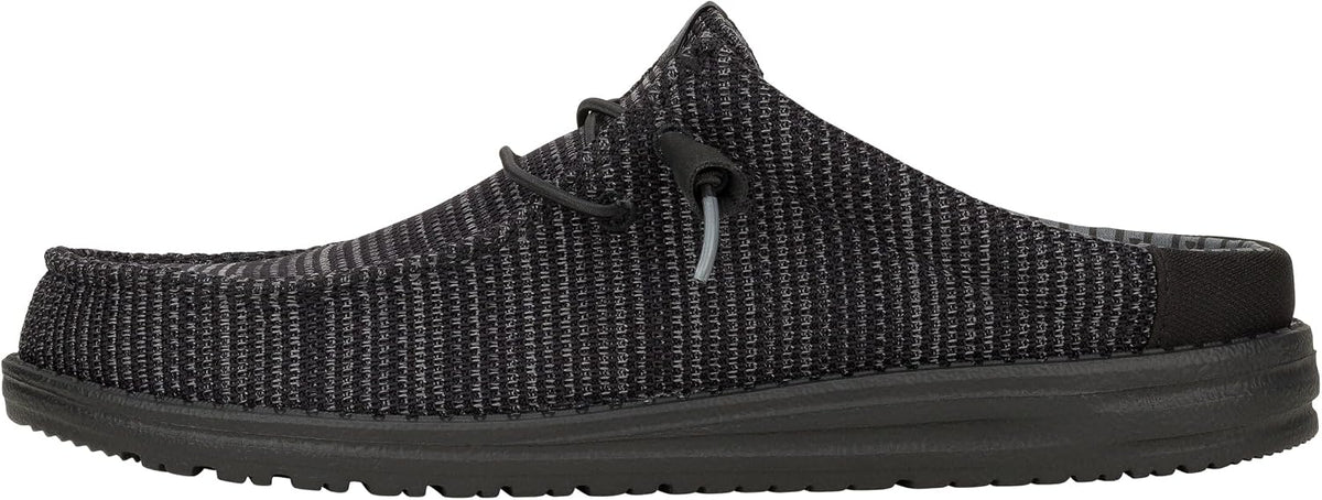 HEYDUDE Men's Wally Slip Stretch Canvas Mule, Black, Size 14