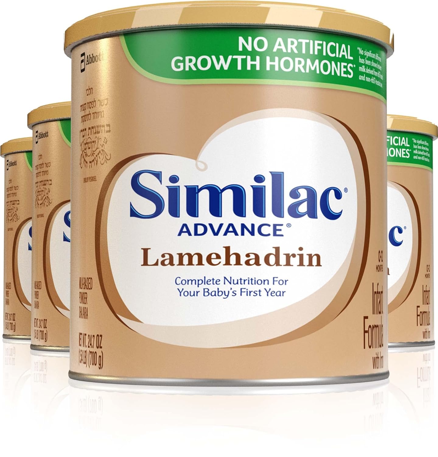 Similac Advance Lamehadrin Infant Formula (4 Pack) Badatz Certified, Kosher, Baby Formula, Powder, 24.7-oz Can
