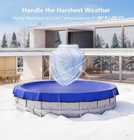 POOLHACKER 2026 Upgrade 24FT Round Winter Pool Cover for Above Ground Pools