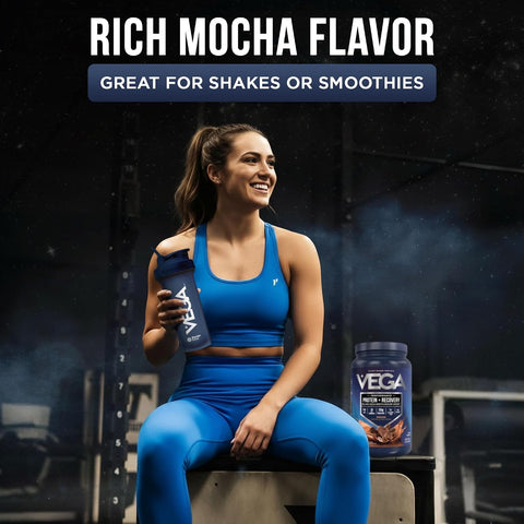 Vega Protein + Recovery, Mocha – 30g Vegan Protein, Dairy & Gluten Free, Probiotics, NSF Certified, 28.8 oz (19 Servings)