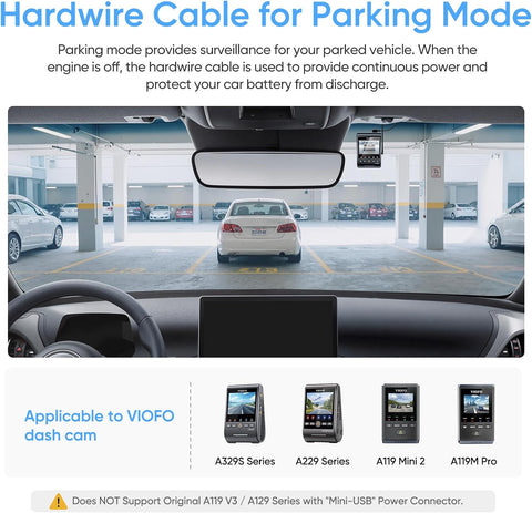 VIOFO HK4 Hardwire Kit with 8pcs Full Set Circuit Fuse Tap, Type-C Port, for A329 series/A229 series/A119Mini2/A139Pro/WM1/T130 Dash Cam