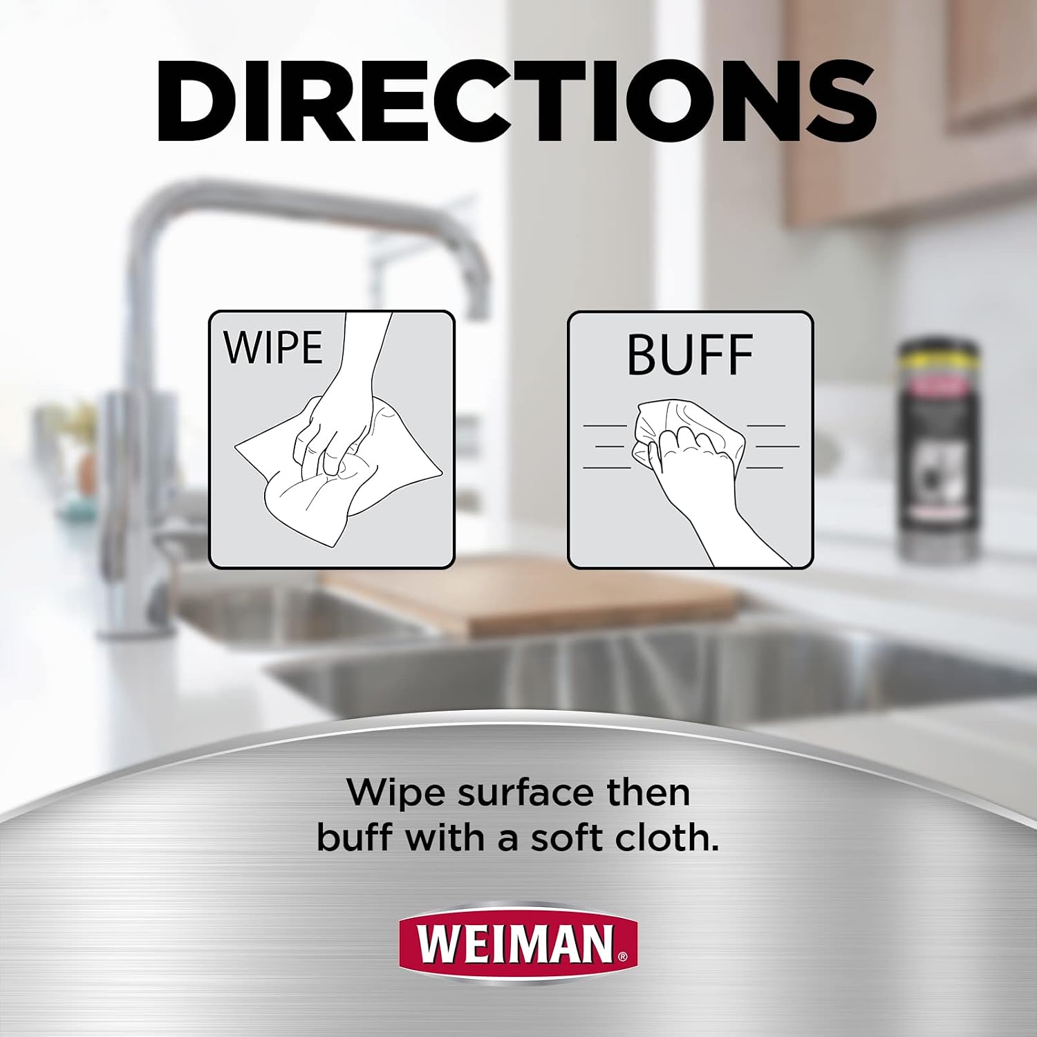 Weiman Stainless Steel Cleaner Wipes (4 Pack) Removes Fingerprints, Residue, Water Marks and Grease from Appliances - Works Great on Refrigerators, Dishwashers, Ovens, and Grills