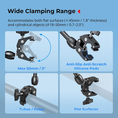 SMALLRIG Desktop Magic Arm Support with Super Clamp Kit, Phone Mount Clamp