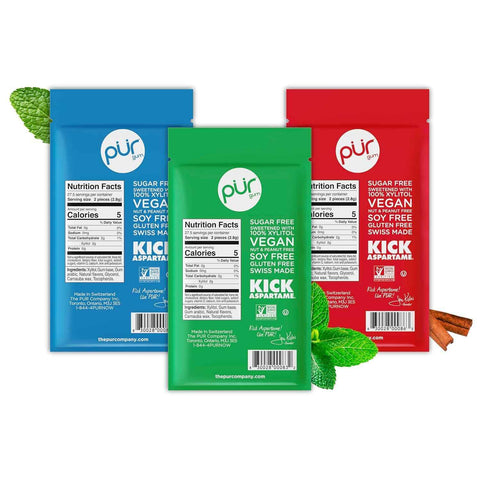 PUR Gum, Variety Pack, Xylitol Gum, No Artificial Flavor, 165 Count (3x55)