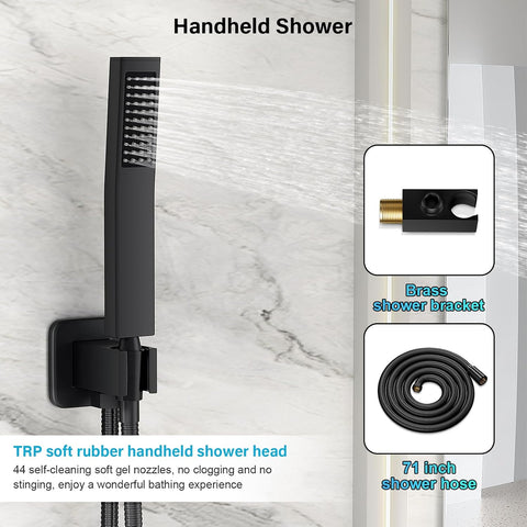 FPXRNG Shower Faucet Set with 10 Inch Matte Black Rain Shower Head
