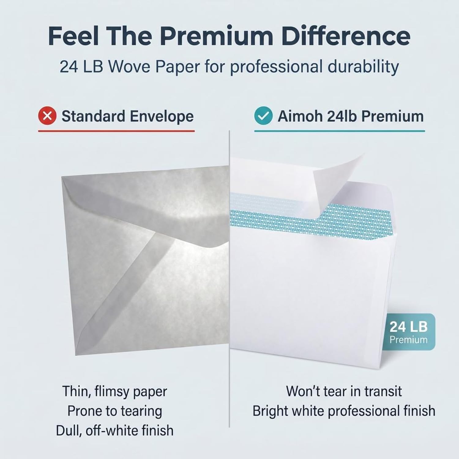 Aimoh #10 Security Mailing Envelopes Letter Size, Self Seal, 100 Count