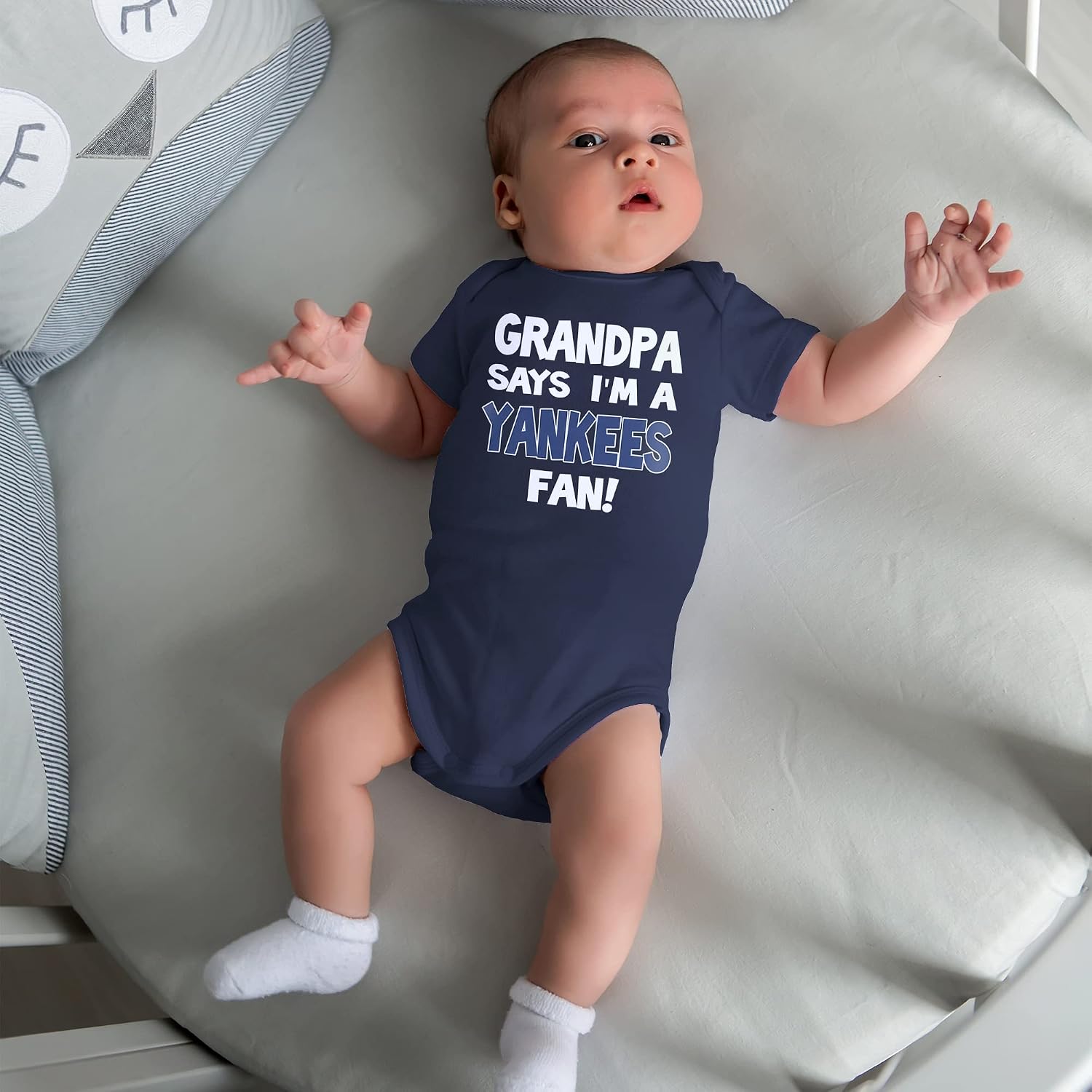 NanyCrafts Baby's Grandpa Says I'm a Yankees Fan Bodysuit, Baby Yankees Fan