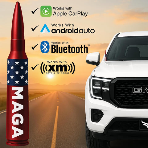50 Cal Badass Bullet Antenna® Fits Chevy Silverado & GMC Sierra Truck Accessories — Short Replacement Antenna for Trucks — Chevy Silverado 1500 Accessories — Ditch The Whip & Upgrade Your Truck