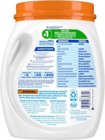 all Laundry Detergent Pacs, Advanced OXI, Unscented, 56 Count, Pack of 2 | Stainfighting power, hypoallergenic formula, dye free, dermatologist tested, HE compatible, fragrance free, unscented