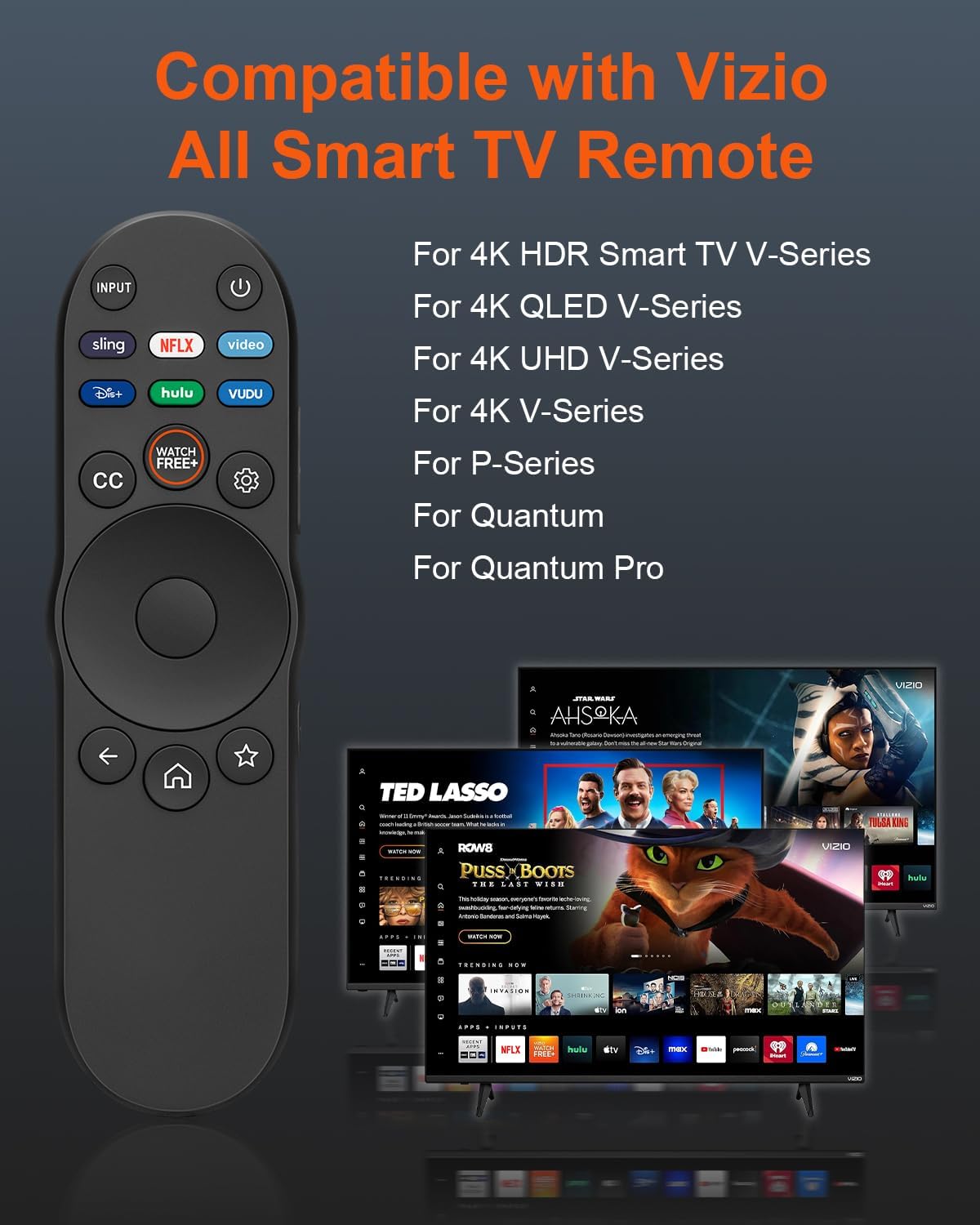 Pack of 2 Universal Remote Control for Vizio Smart TV XRT270 XRT260 XRT140 XRT136 XRT122 D/E/PX/P/M/V/S Series OLED FHD 4K QLED UHD Smart-Cast Quantum Pro TV Remotes Replacement