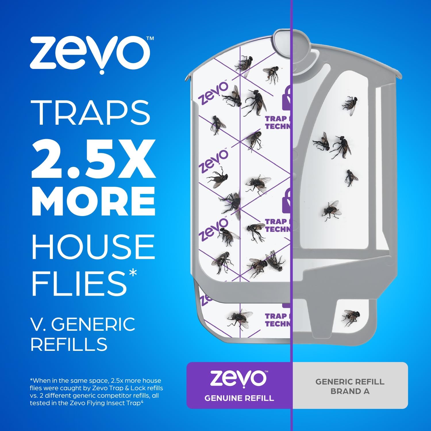 Zevo Flying Insect Trap Refill Cartridges for Fruit Flies & Gnats, 4 Count